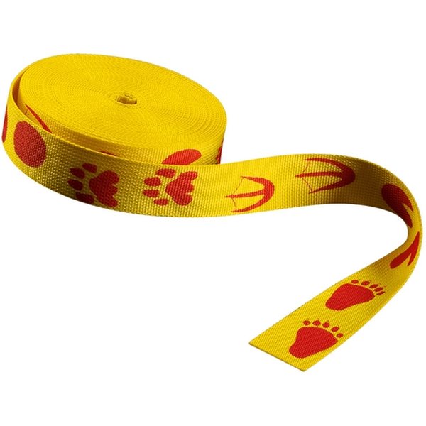 Slackline Webbing "Kids", 45mm - yellow with red animal tracks