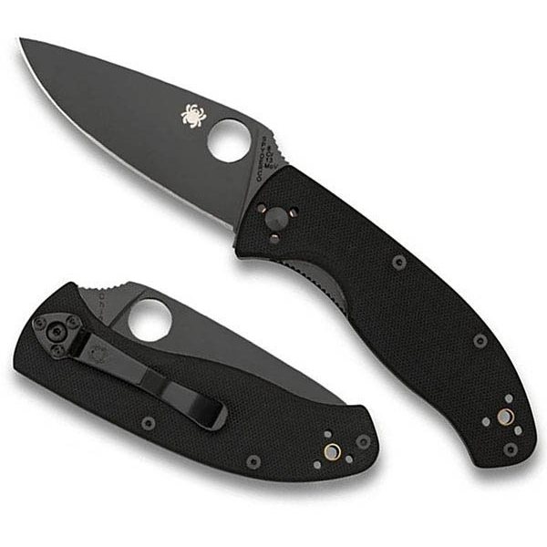 Spyderco Tenacious, Black G-10 Handle, Black Blade, Plain