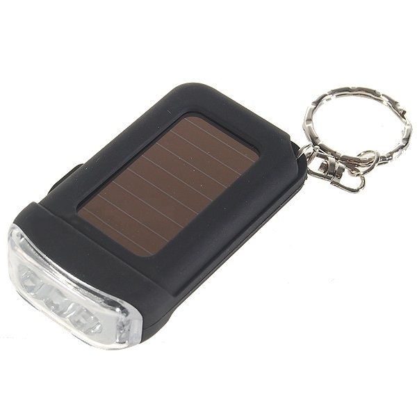 3-LED Solar Power Self-Recharge Flashlight Keychain
