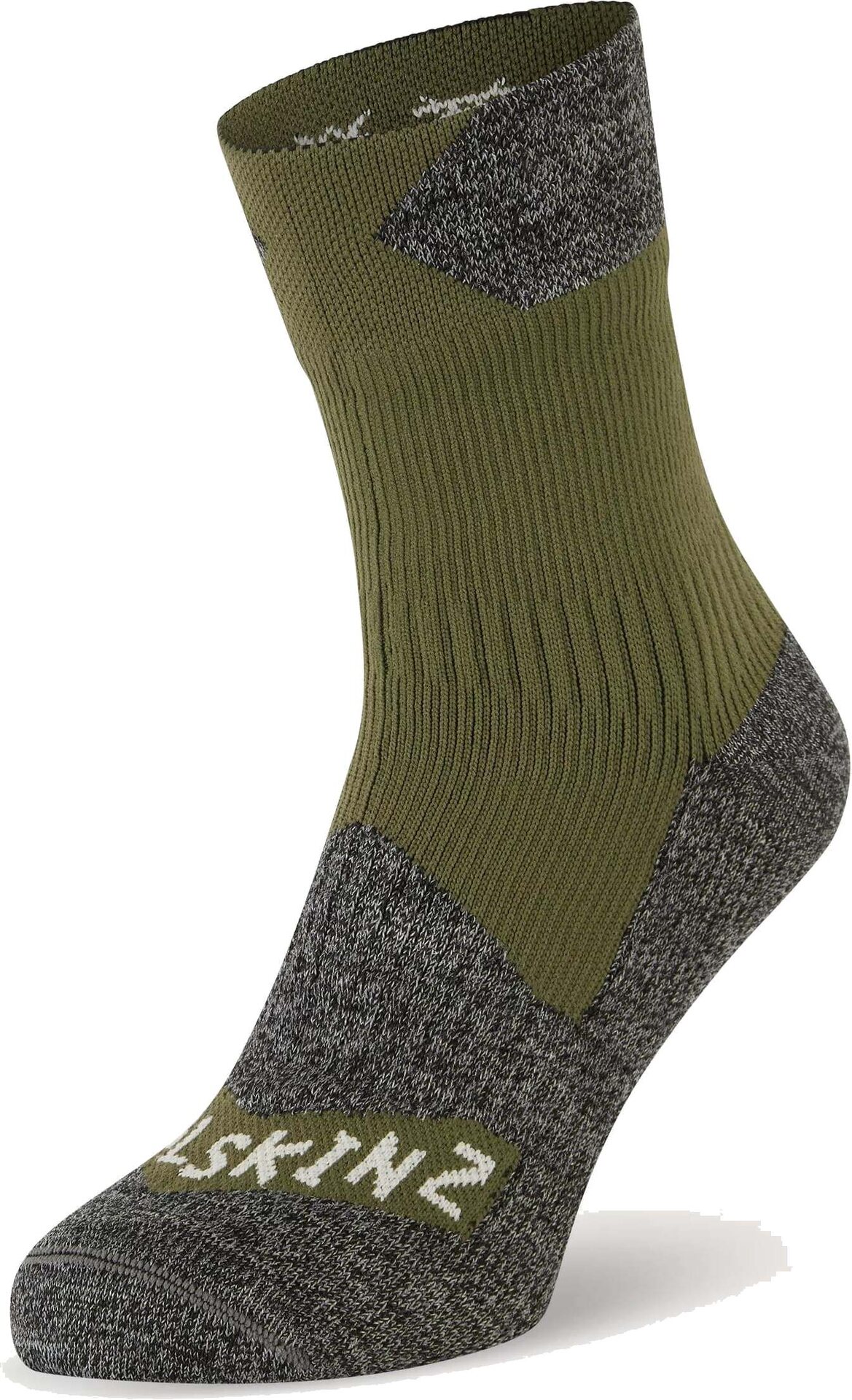 Sealskinz Bircham Waterproof All Weather Ankle Length Sock Dark Olive / Dark Grey Marl