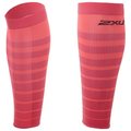 2XU Striped Run Compression Calf Sleeves Fiery Coral/Fandango Pink