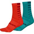 Endura Coolmax Stripe Socks (Twin Pack) Womens Pacific Blue