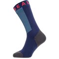 Sealskinz Waterproof Warm Weather Mid Length Sock with Hydrostop Navy Blue/Grey/Red