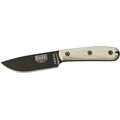 ESEE Knives Esee-4HM Black Blade w/ Micarta Handle Plain Edge with Modified Handle / Brown Leather Sheath