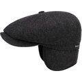 Stetson Hatteras Wool Herringbone EarFlaps Dark Grey