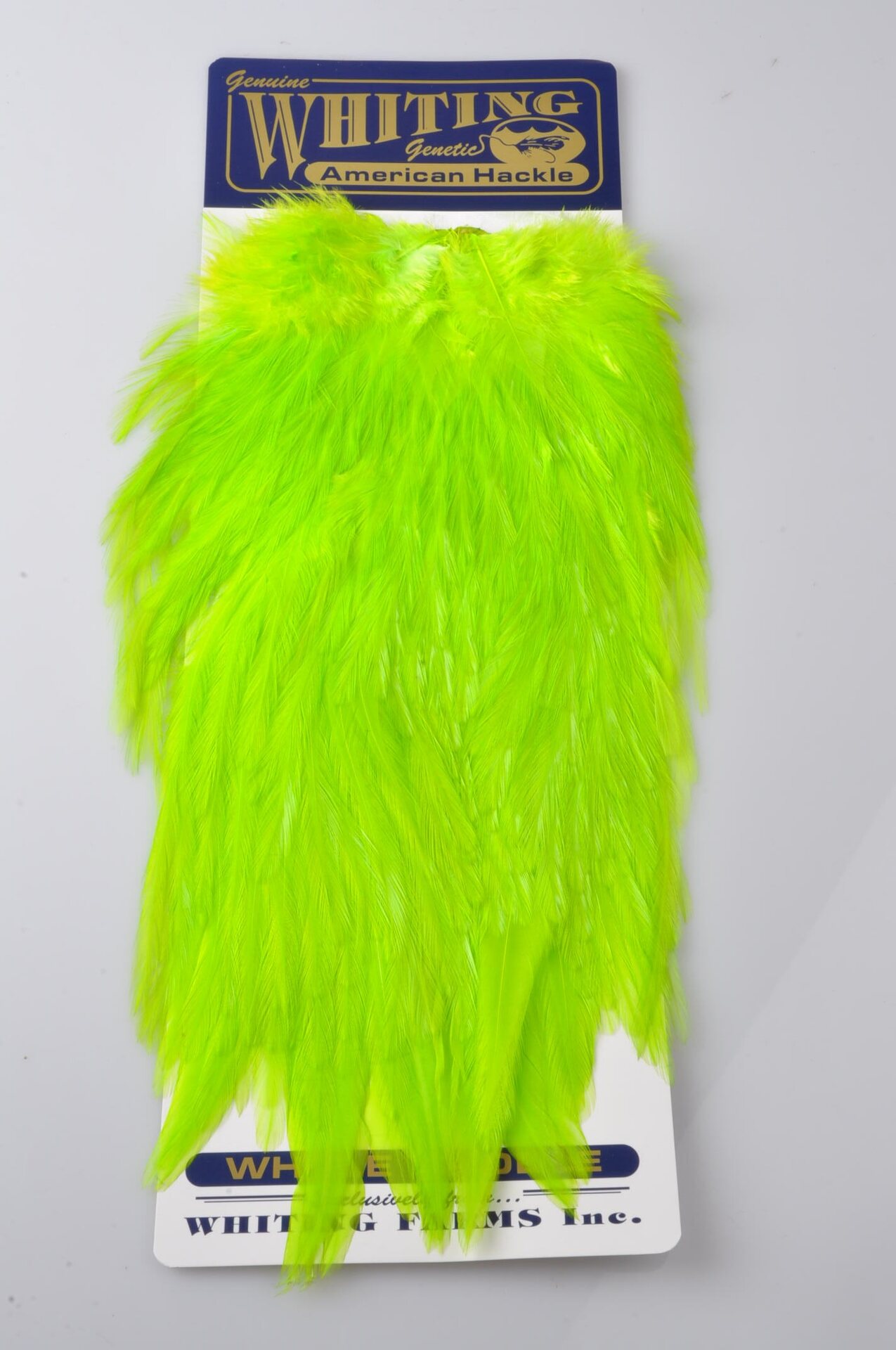 Whiting American Rooster Hackle Rooster Saddle FL. Green Chartreuse