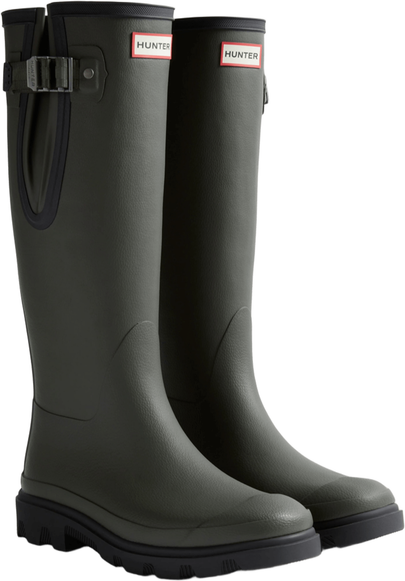 Hunter Downpour Adjustable Boot Unisex Dark Olive / Black