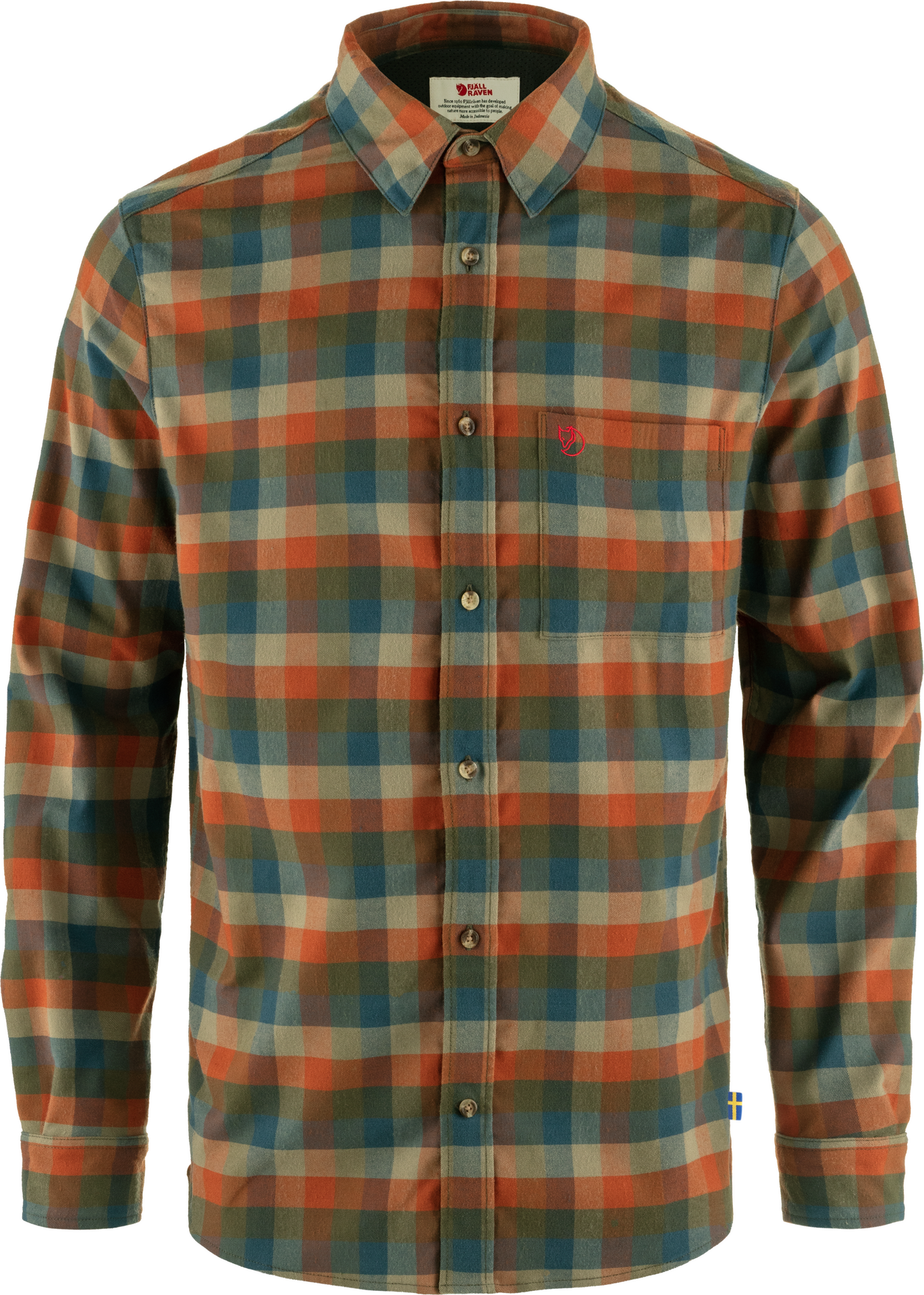 Fjällräven Lappland Stretch Flannel Shirt Mens Laurel Green / Autumn Leaf (625-215)