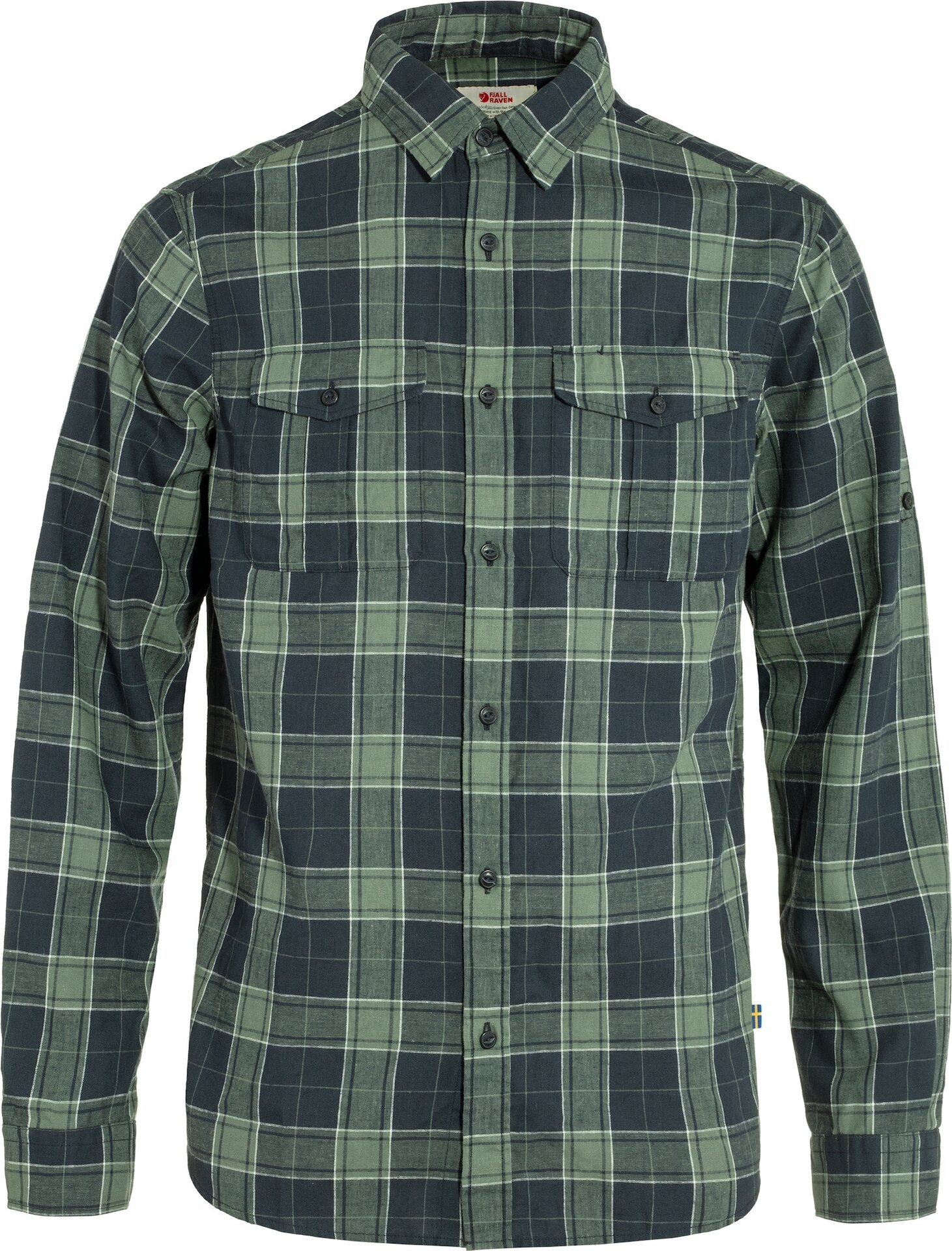 Fjällräven Övik Travel Shirt LS Mens Dark Navy / Patina Green (555-614)