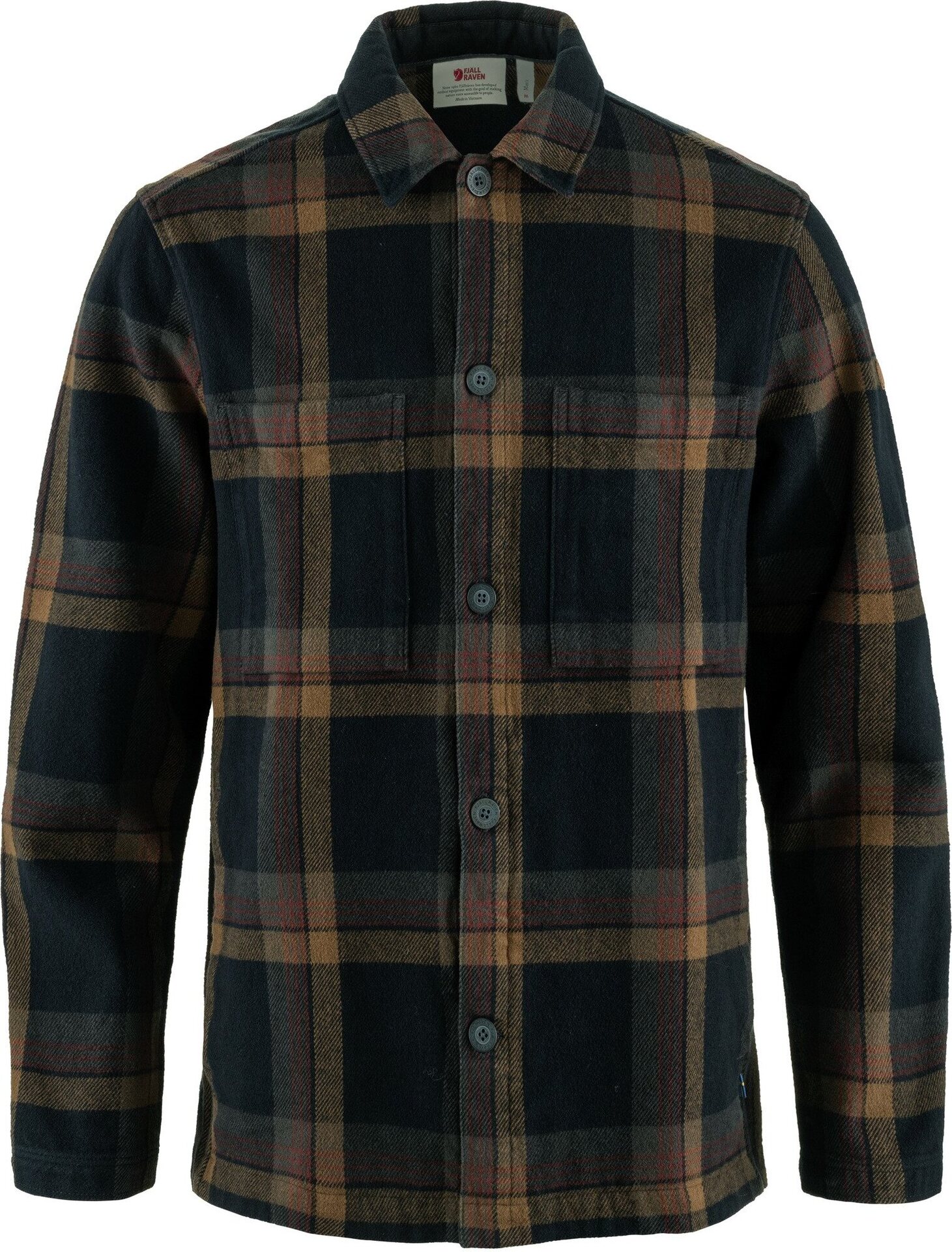 Fjällräven Singi Flannel Overshirt Mens Dark Navy / Wood Brown (555-265)