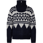 Varg Bräcke Knitted T-Neck Womens Dark Blue with Off White