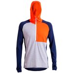 Mons Royale Temple Tech Zip Hood LS Spice/Navy/Grey Marl