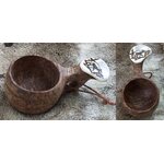 Wooden cup with bone and picture Elg