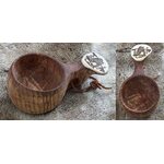 Wooden cup with bone and picture Bjørn