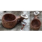 Wooden cup with bone and picture Capercaillie