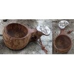 Wooden cup with bone and picture Reindeer