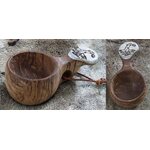 Wooden cup with bone and picture Ulv