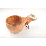 Wooden cup with bone and picture Compass