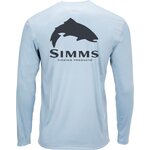 Simms Solar Tech Tee Mens Trout Logo Steel Blue