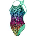 Speedo JungleGlare Placement Freestyler 1 Piece AF Green Glow/Black/Electric Pink/Mango/Powder Blue