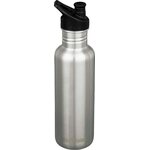 Klean Kanteen Classic Narrow 532ml (w/Sport Cap) Brushed Stainless / Black Cap