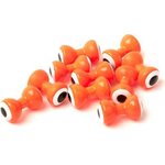 Fly Dressing Small Double Pupil Lead Eyes #5 Fl Orange W White and Black