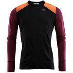 Aclima LightWool Reinforced Crewneck Mens Jet Black/Zinfandel/Orange Tiger