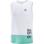 Salomon Cross Run Graphic Tank Mens White / Pool Blue / Ebony