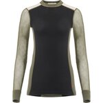 Aclima Woolnet Hybrid Crewneck Womens Jet Black / Olive Night / Beige Melange