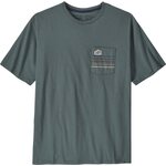 Patagonia Line Logo Ridge Stripe Organic Pocket T-Shirt Mens Nouveau Green