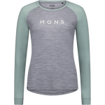 Mons Royale Icon Merino Raglan Long Sleeve Womens Grey Heather / Dew
