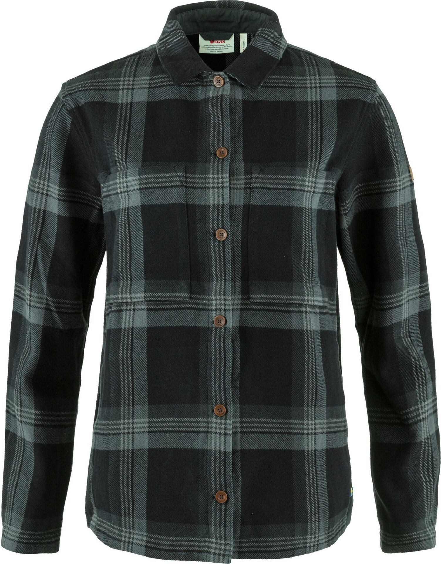 Fjällräven Singi Flannel Overshirt Womens Black / Iron Grey (550-048)