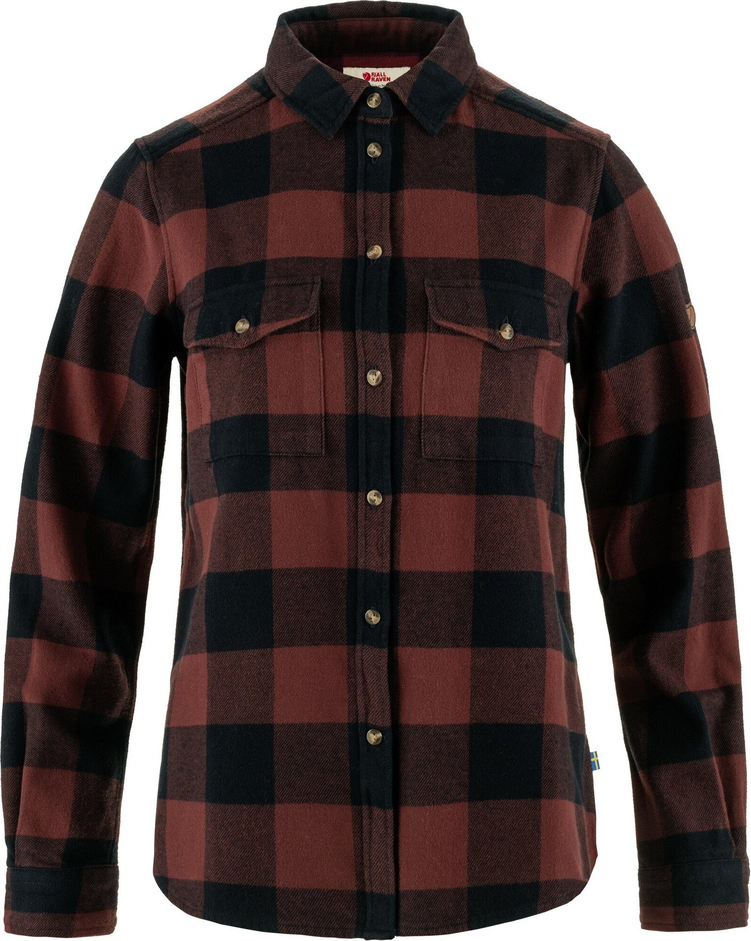 Fjällräven Övik Heavy Flannel Shirt Womens Dark Navy / Maroon (555-352)