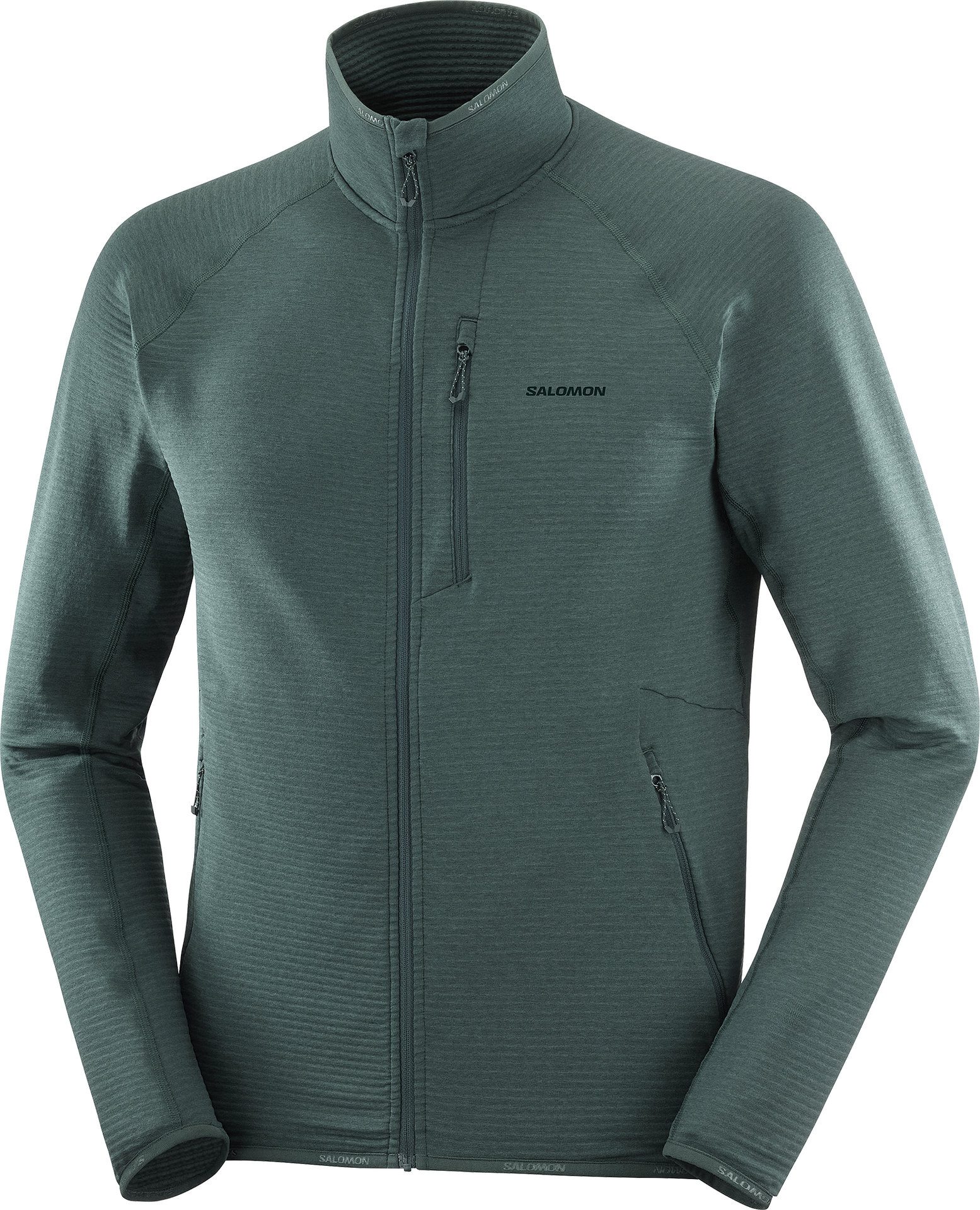Salomon Essential Lightwarm Full Zip Mens Green Cables