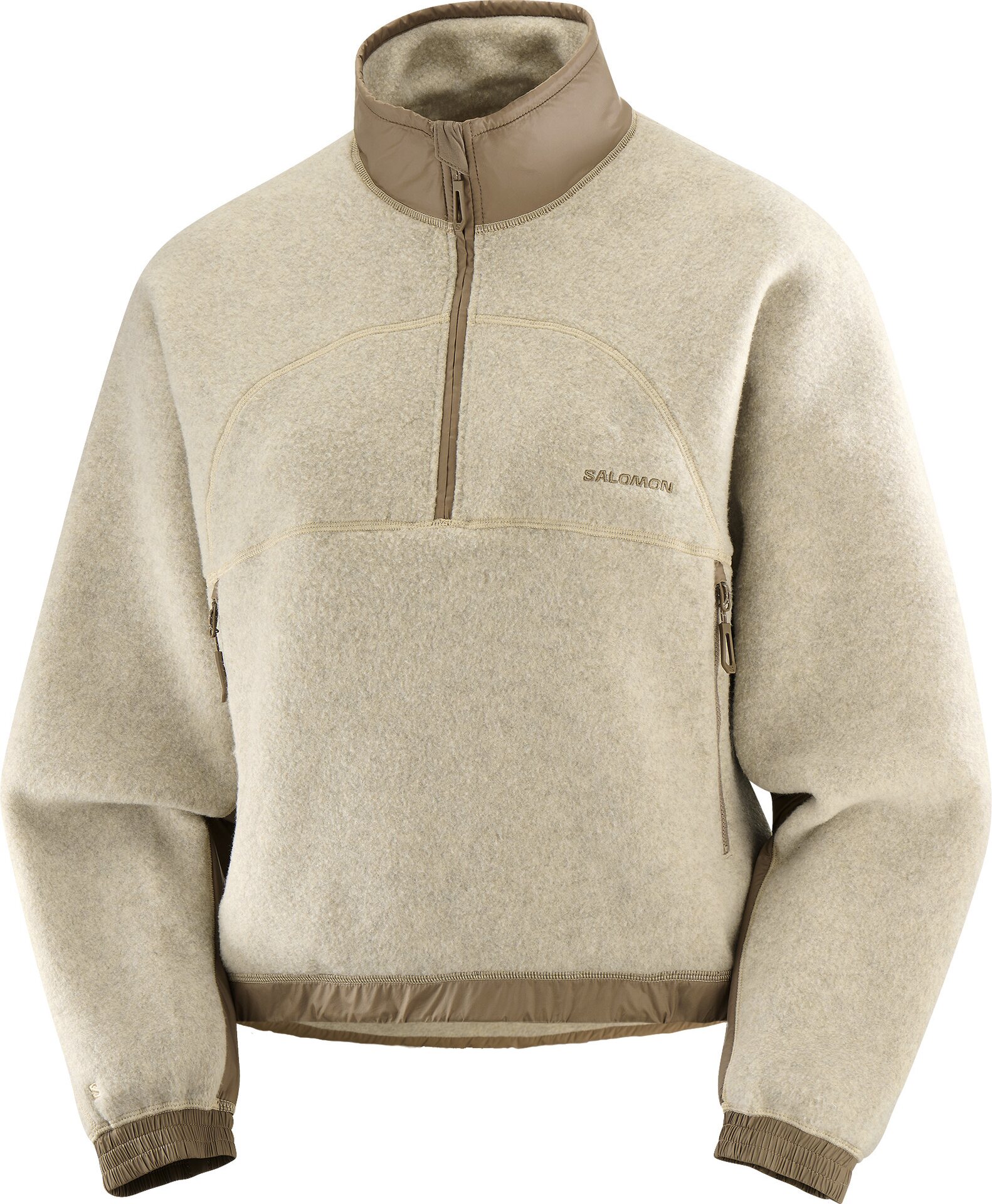 Salomon Chroma Fleece Crop Half Zip Womens White Pepper / Shitake