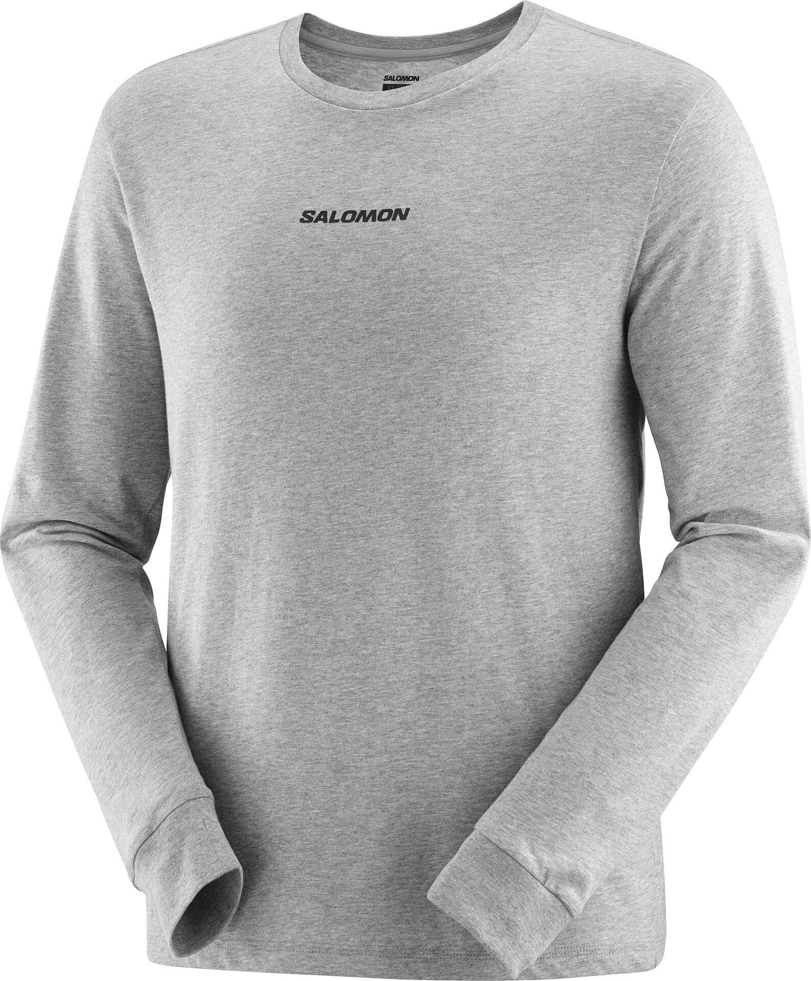 Salomon Logo Perf Long Sleeve Tee Mens Heather Grey
