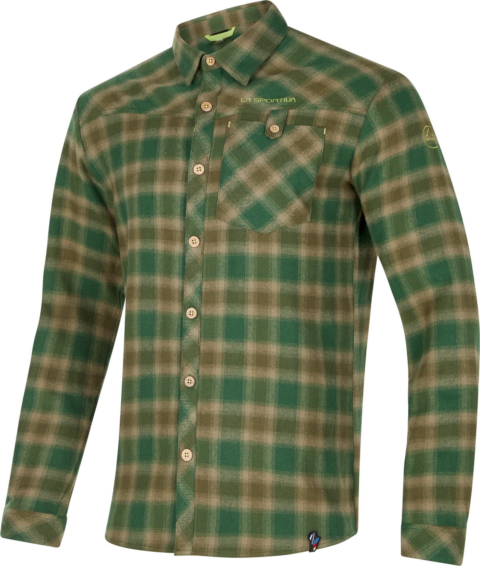 La Sportiva Rambler Flannel Shirt Mens (2024) Forest/Lime Punch