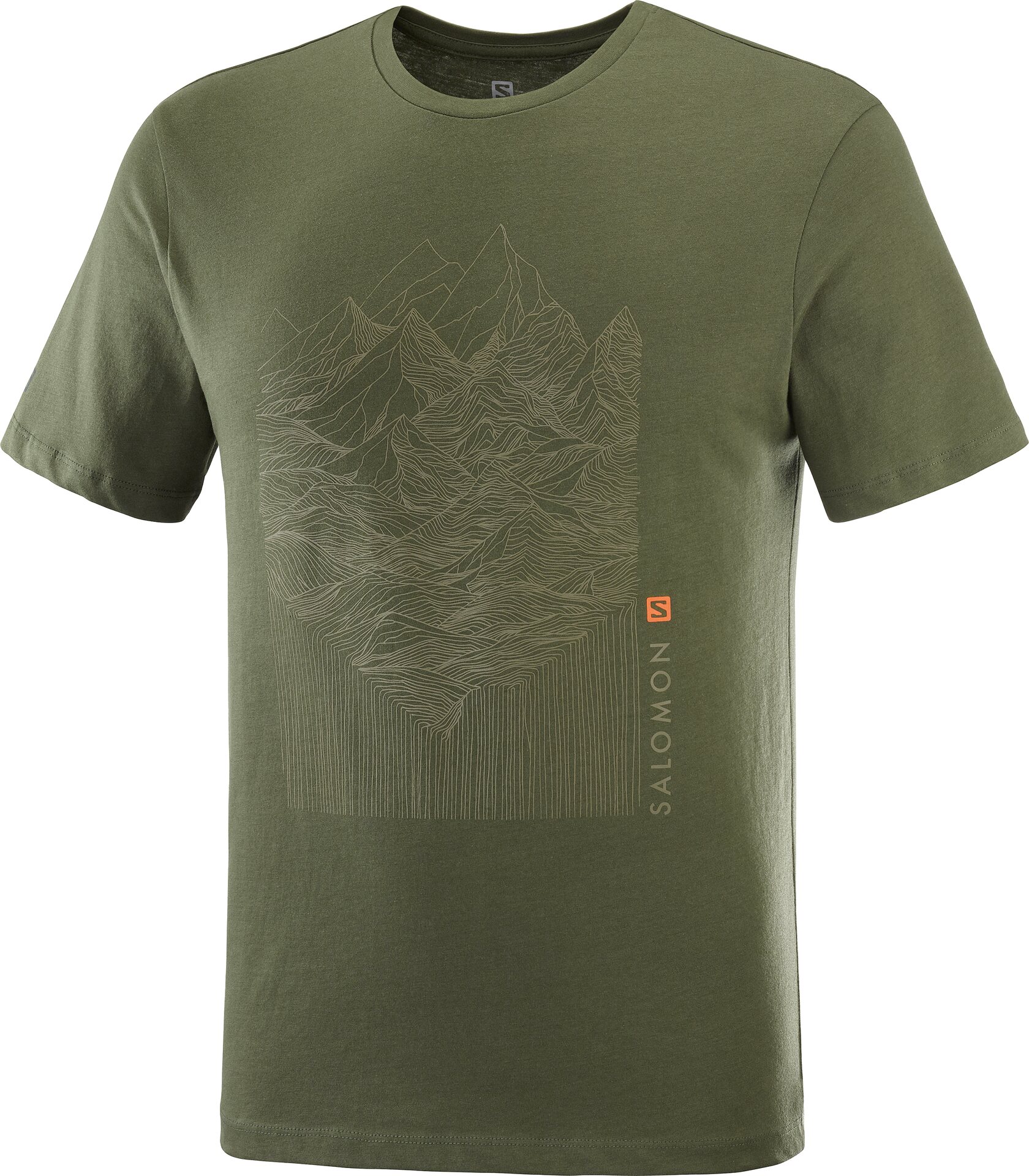 Salomon Outlife Graphic Mountain Heather Short Sleeve T-Shirt Mens Olive Night