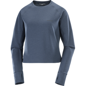 Salomon Essential Lightwarm Crewneck Womens, Blue Nights, L