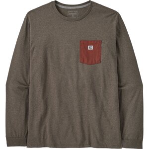 Patagonia Long-Sleeved Shop Sticker Pocket Responsibili-Tee Mens, Marlow Brown, XXL