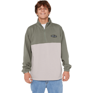 Rip Curl Heritage Oval 1/4 Zip Crew Mens, Cactus Green, S