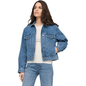 Duer Midweight Denim Pleated Jacket Womens, Vintage Wash, L