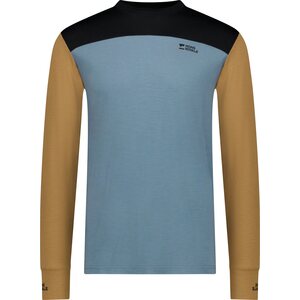 Mons Royale Yotei Merino Long Sleeve Mens, Goblin Blue / Toffee / Black, S