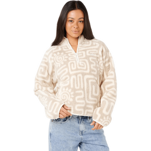 Rip Curl Sunset Luau 1/4 Zip Polar Fleece Womens, Bone, S