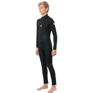Rip Curl Groms Freelite 3/2 Zip Flat Steamer Kids, Black, 6
