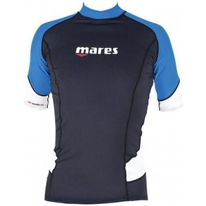 Mares Rash Guard Trilastic Shortleeve, Black/Blue/White, S