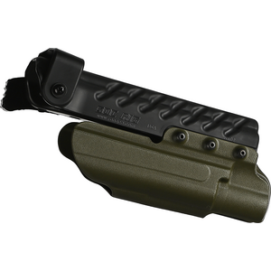 G-Code SOC Light Bearing Holster, OD Green, Brushed Aluminium RTI Hanger, Glock 19 with Streamlight TLR-1, Vasen