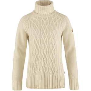 Fjällräven Övik Cable Knit Roller Neck Womens, Chalk White (113), XL