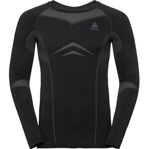 Odlo Fundamentals Performance Warm BL Top Crew Neck Long Sleeve Mens, Black - Odlo Graphite Grey, S
