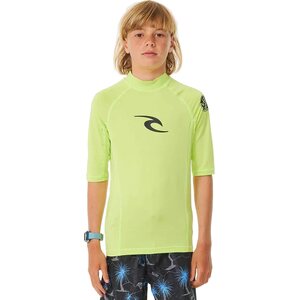 Rip Curl Brand Wave UPF Short Sleeve Boy, Lime, 8